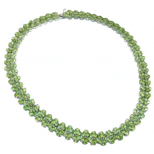 Aurora Authentic Peridot .925 Sterling Silver handmade Statement necklace