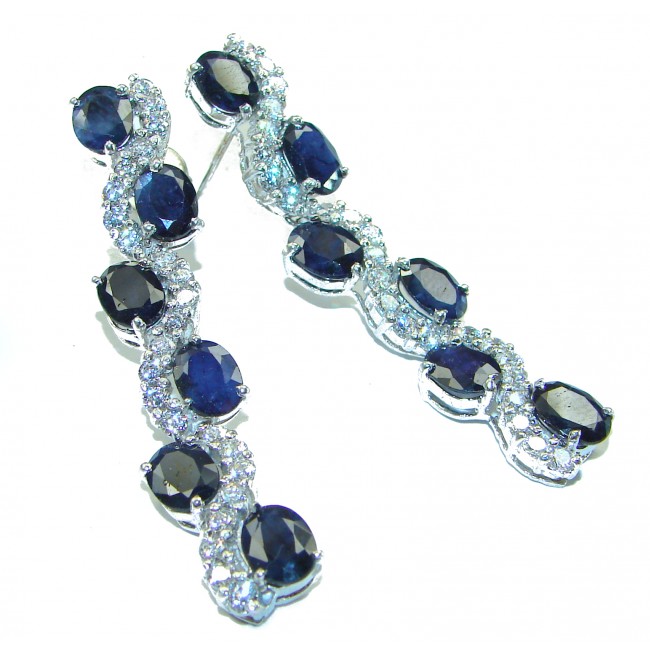 Magnificent Jewel Sapphire .925 Sterling Silver handcrafted incredible Statement earrings