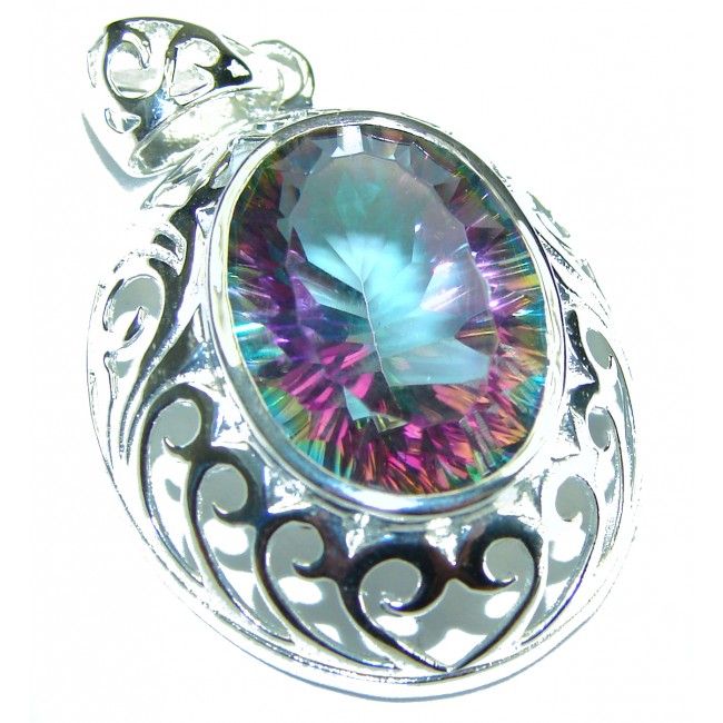 9.5 carat Pear cut Mystic Topaz .925 Sterling Silver handcrafted Pendant