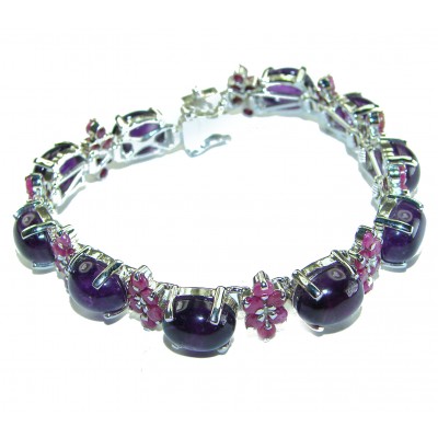 Purple Beauty authentic African Amethyst Ruby .925 Sterling Silver handcrafted Bracelet