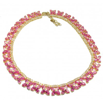 Belle'Amore 88.5 grams Pink Topaz 14K Gold over .925 Sterling Silver handcrafted necklace