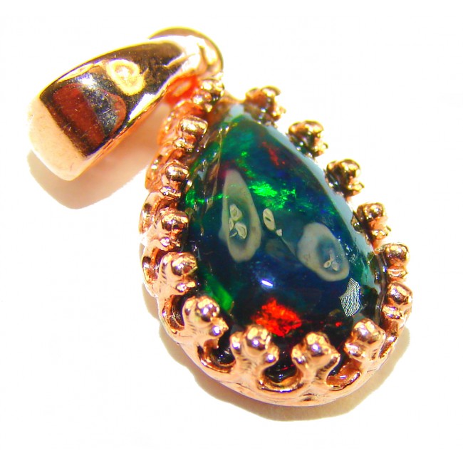 Pure Perfection 7.6CTW Authentic Black Opal 14K Gold over .925 Sterling Silver handmade Pendant