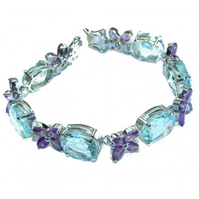 Glowing Beauty authentic Aquamarine .925 Sterling Silver handmade Bracelet