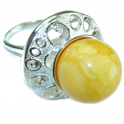 Huge utterscotch Amber .925 Sterling Silver handcrafted Ring s. 8