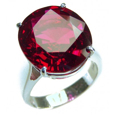 Brilliance 12.5 carat Red Topaz .925 Silver handcrafted Cocktail Ring s. 7 3/4