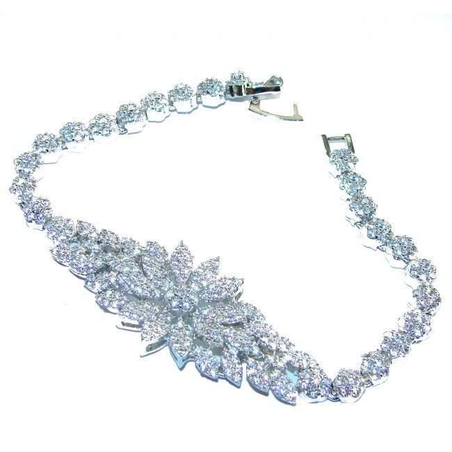 Luxurious Genuine White Topaz .925 Sterling Silver Bracelet