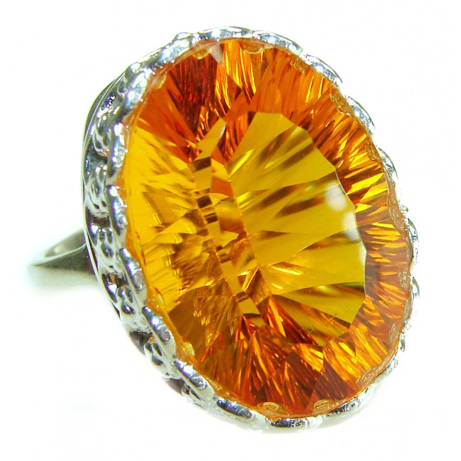 Hawaiian Sunset 32.5 carat Yellow Topaz .925 Sterling Silver Ring size 8 adjustable