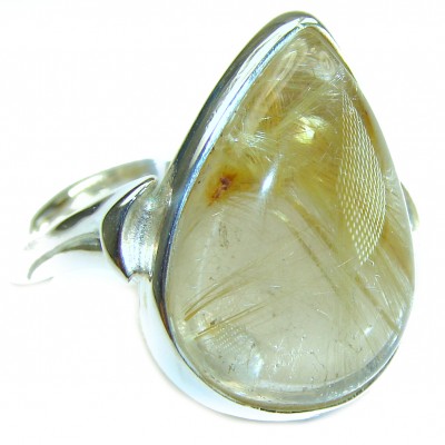 Best quality Golden Rutilated Quartz .925 Sterling Silver handcrafted Ring Size 10
