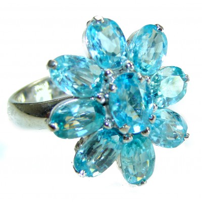 18.5 carat Fancy Swiss Blue Topaz .925 Sterling Silver handmade Ring size 7 1/4