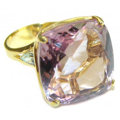 26.5 carat authentic Ametrine 14K Gold over .925 Sterling Silver handcrafted Ring s. 7 3/4