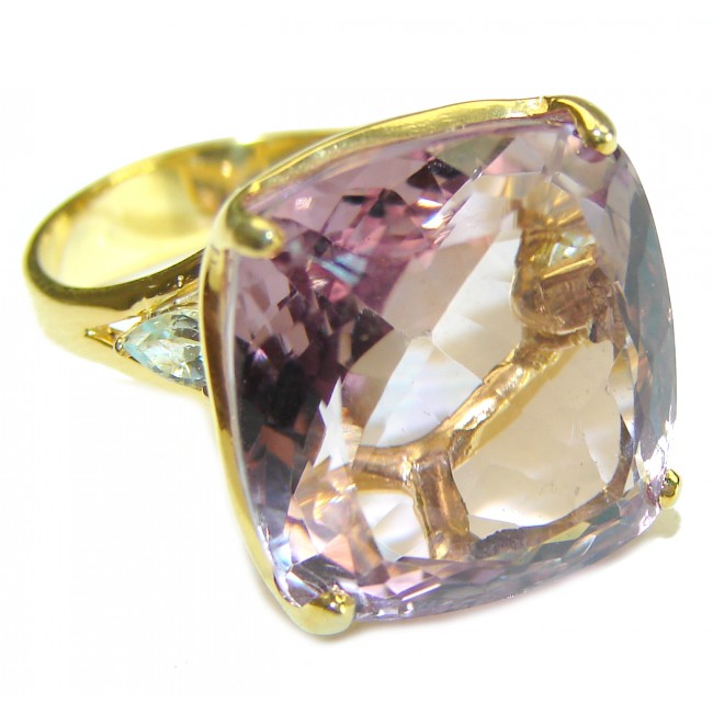 26.5 carat authentic Ametrine 14K Gold over .925 Sterling Silver handcrafted Ring s. 7 3/4