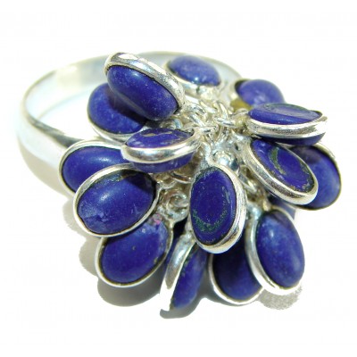 Be Bold Huge Blue Lapis Sterling Silver handmade cha cha Ring s. 11