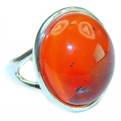 Arizona Sunset Natural Mexican Fire Opal .925 Sterling Silver handmade ring size 7 1/4