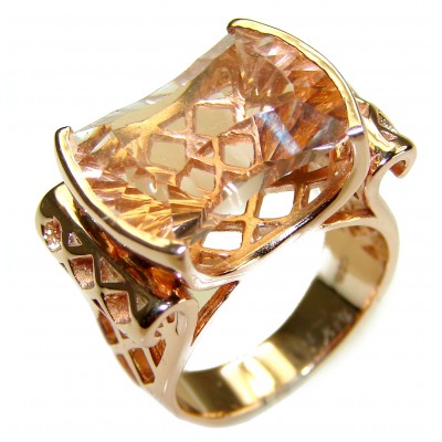 Exceptional Morganite 18K Rose Gold over .925 Sterling Silver handcrafted ring s. 7