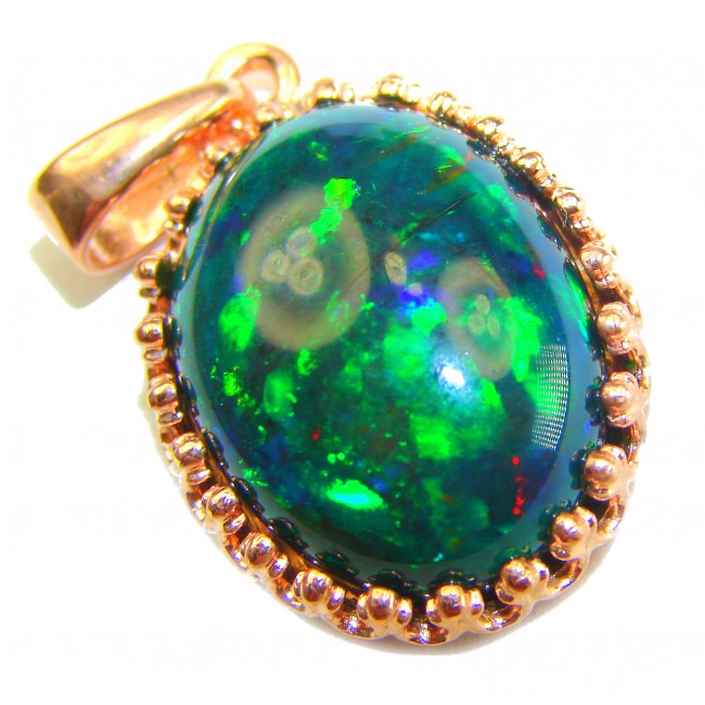 Pure Perfection 12.6CTW Authentic Black Opal 14K Gold over .925 Sterling Silver handmade Pendant