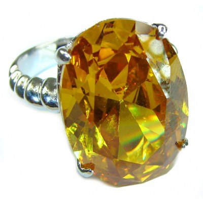 Vivit Yellow Topaz .925 Sterling Silver handcrafted Large ring; s. 8