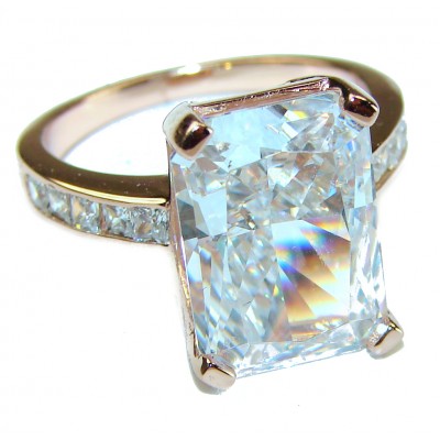 Graceful White Topaz 14K Gold over .925 Sterling Silver handcrafted ring size 7 1/4