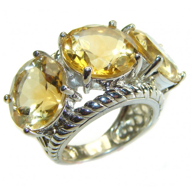 Golden Abundance 32.5 carat Citrine .925 Sterling Silver handmade Large Ring s. 6