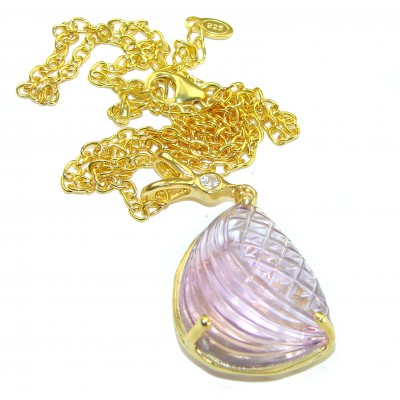 Authentic Carved Ametrine 14K Gold over .925 Silver handcrafted necklace