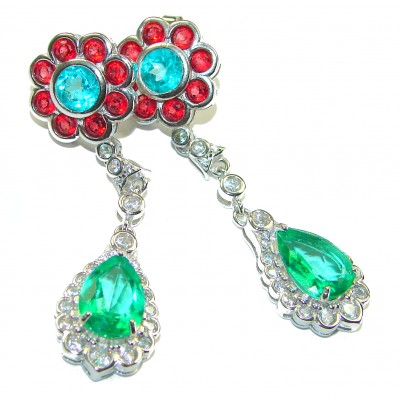 Summer Flowers Green Topaz .925 Sterling Silver handcrafted earrings