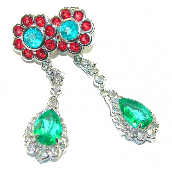 Summer Flowers Green Topaz .925 Sterling Silver handcrafted earrings