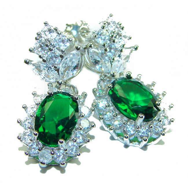 Very Unique Chrome Diopside .925 Sterling Silver handcrafted earrings