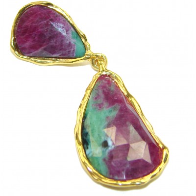 Authentic best quality Ruby in Zoisite 14K Gold over .925 Sterling Silver handmade Pendant