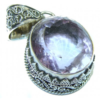 44.5 carat Perfect oval Cut Amethyst .925 Sterling Silver handcrafted Pendant