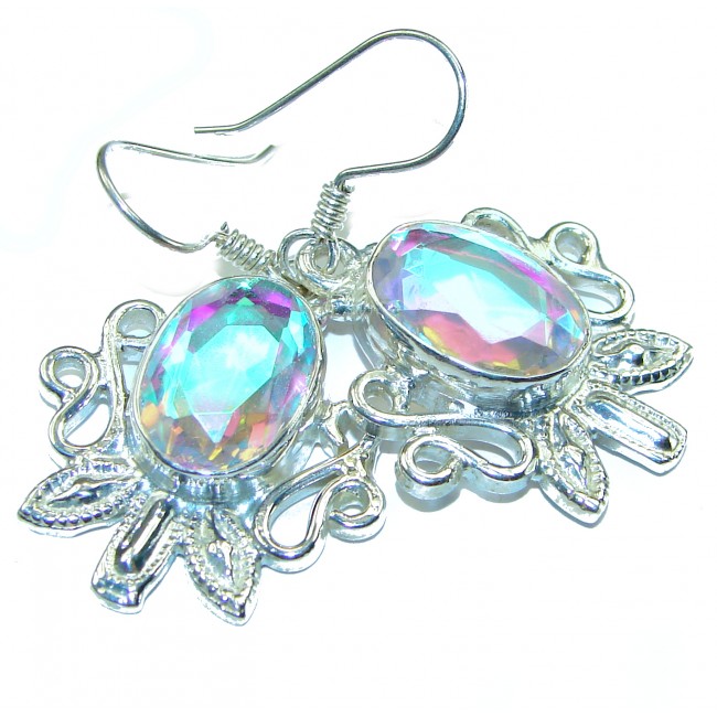 Great Rainbow Moonstone .925 Sterling Silver handcrafted Earrings