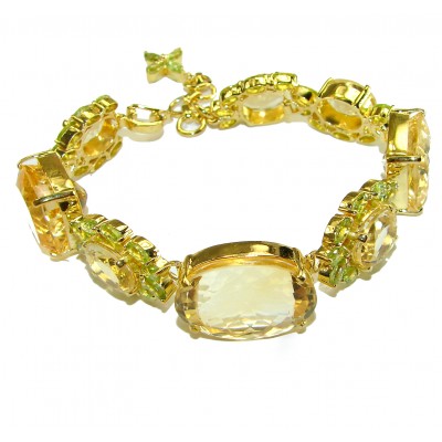 Bernadette Italy made Luxurious Lemon Quartz Tourmaline 18K Gold over .925 Sterling Silver handcrafted Bracelet