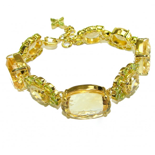 Bernadette Italy made Luxurious Lemon Quartz Tourmaline 18K Gold over .925 Sterling Silver handcrafted Bracelet