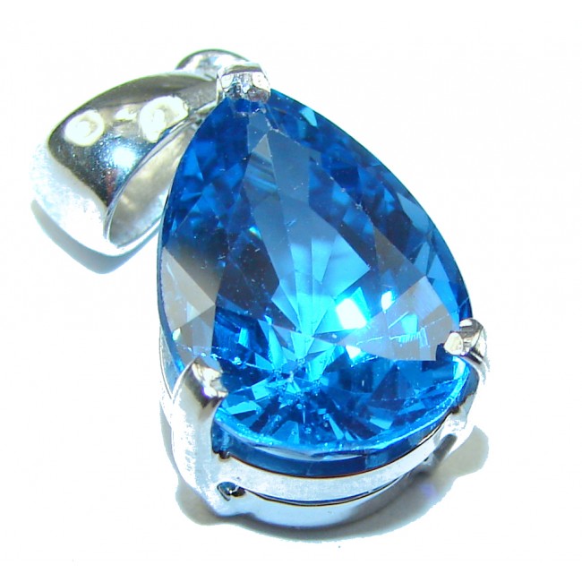 Precious Treasure Swiss Blue Topaz .925 Sterling Silver handmade Pendant