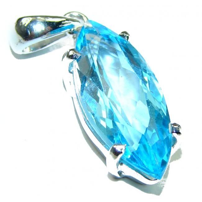 Swiss Blue Topaz .925 Sterling Silver handmade Pendant