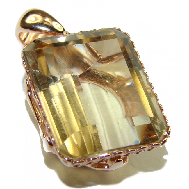 Phenomenal Citrine 14K Rose Gold over .925 Sterling Silver handcrafted Pendant