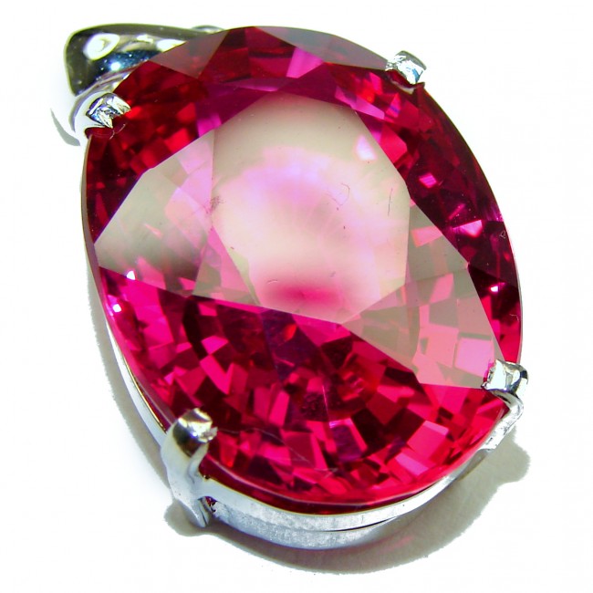 A Raspberry Field best quality 32 carat Genuine Pink Topaz .925 Sterling Silver handcrafted pendant