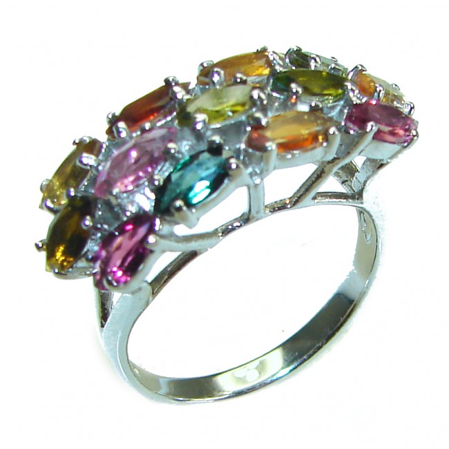 Natural Watermelon Tourmaline .925 Sterling Silver ring size 9