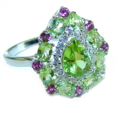 Incredible Beauty authentic Peridot .925 Sterling Silver Perfectly handcrafted Ring s. 9 1/4