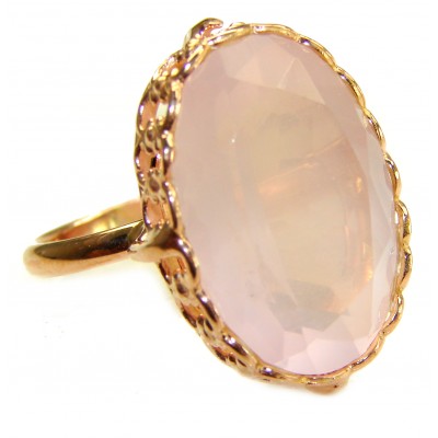 Oversized Authentic Brazilian Rose Quartz 14k Gold over .925 Sterling Silver incredible Ring size 10 1/4