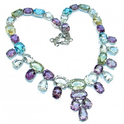 Very Special Natural Multigem .925 Sterling Silver handcrafted Necklace