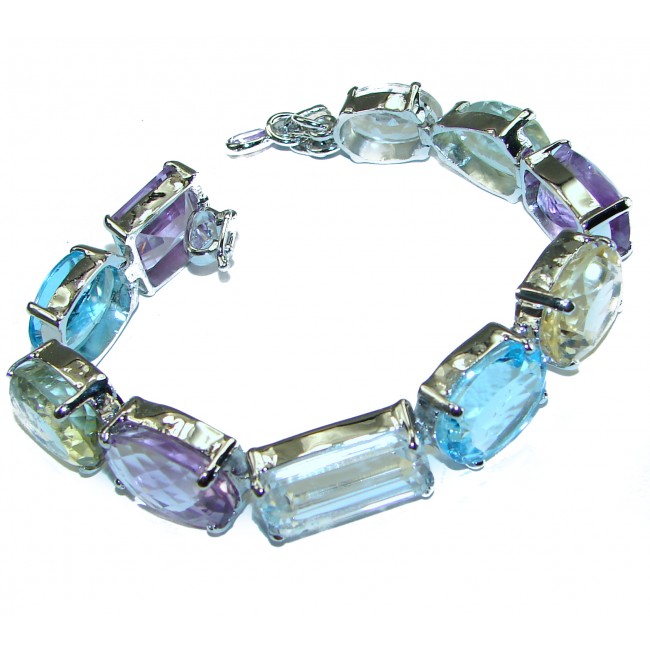 Very Special Natural Multigem .925 Sterling Silver handmade Bracelet