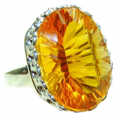 Hawaiian Dream 32.5 carat Yellow Topaz .925 Sterling Silver Large Ring size 9