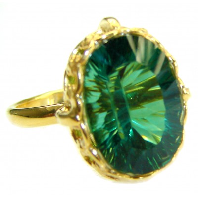 Back to Nature 12.5 carat Oval cut Green Topaz .925 Sterling Silver handmade Ring s. 10