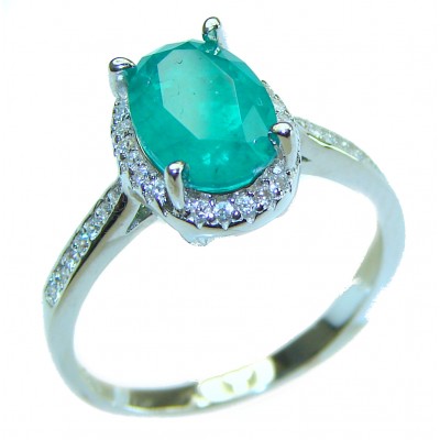 Victoria Style Emerald .925 Sterling Silver handmade Ring s. 8