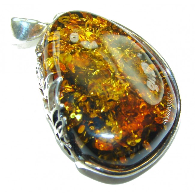 Vintage Beauty authentic Baltic Amber .925 Sterling Silver handcrafted pendant