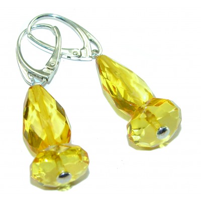 Faceted authentic Baltic Amber .925 Sterling Silver Earrings