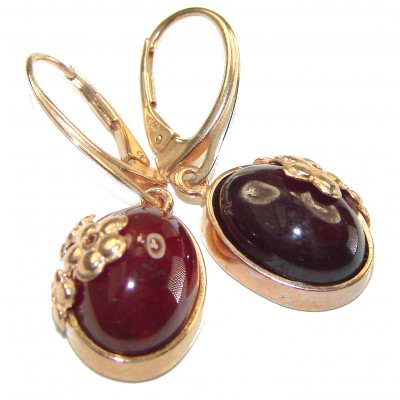 Authentic 8.5ct Garnet 14k Rose Gold over .925 Sterling Silver handmade earrings