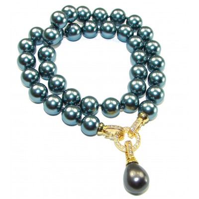 Vintage Beauty Dark Grey Freshwater Pearl 14K Gold over .925 Sterling Silver handcrafted Necklace