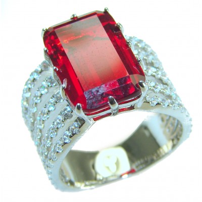 Red Passion incredible Deep Red Topaz .925 Sterling Silver handmade Ring s. 7