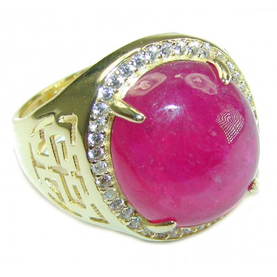 Bright Treasure Ruby Gold over .925 Sterling Silver handmade Ring size 8 adjustable