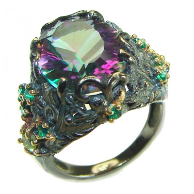 Vintage Style Mystic Topaz black rhodium over Sterling Silver Ring s. 7 3/4